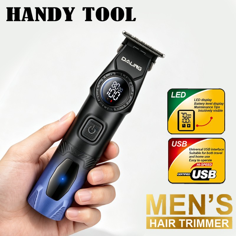 DALING darling 1975 retro cabeza de aceite corte de pelo degradado pantalla digital pusher pusher eléctrico grabado USB peluquería Specification image