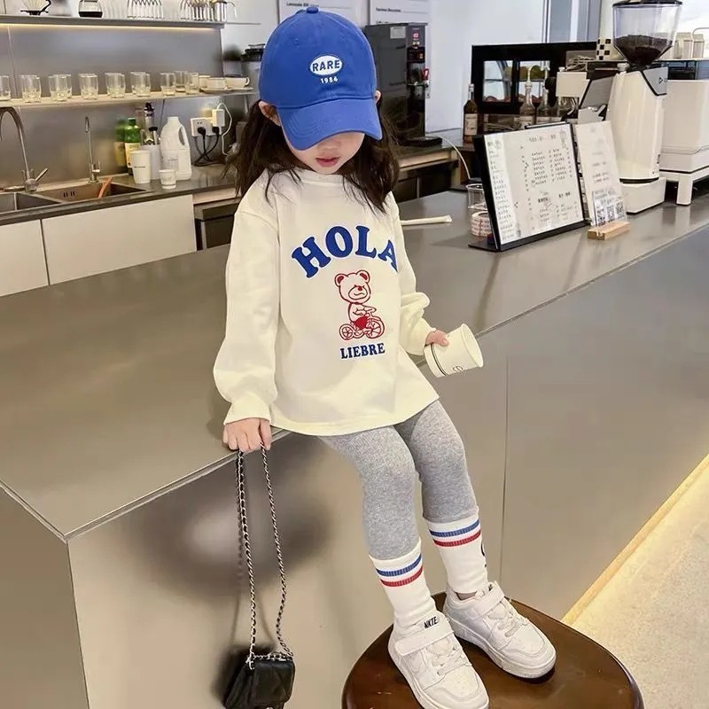 2025 New Style Girls' Set, Spring and Autumn Baby Stylish Cotton Soft Clothes, Children's fashionable Casual T-shirt Two-piece set. details Picture
