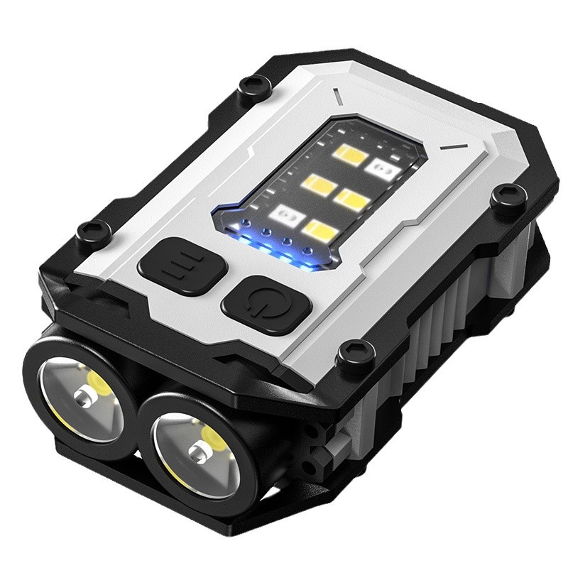 Cross-border dual LED keychain light, multi-functional magnetic flashlight, cob side light, outdoor work light, high-brightness warning light