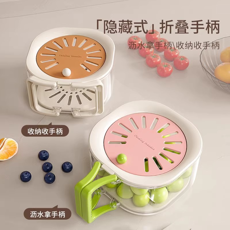 沥水篮厨房洗菜盆圆形洗菜篮家用水果清洗盆菜篮子洗菜筐水果盘产品图