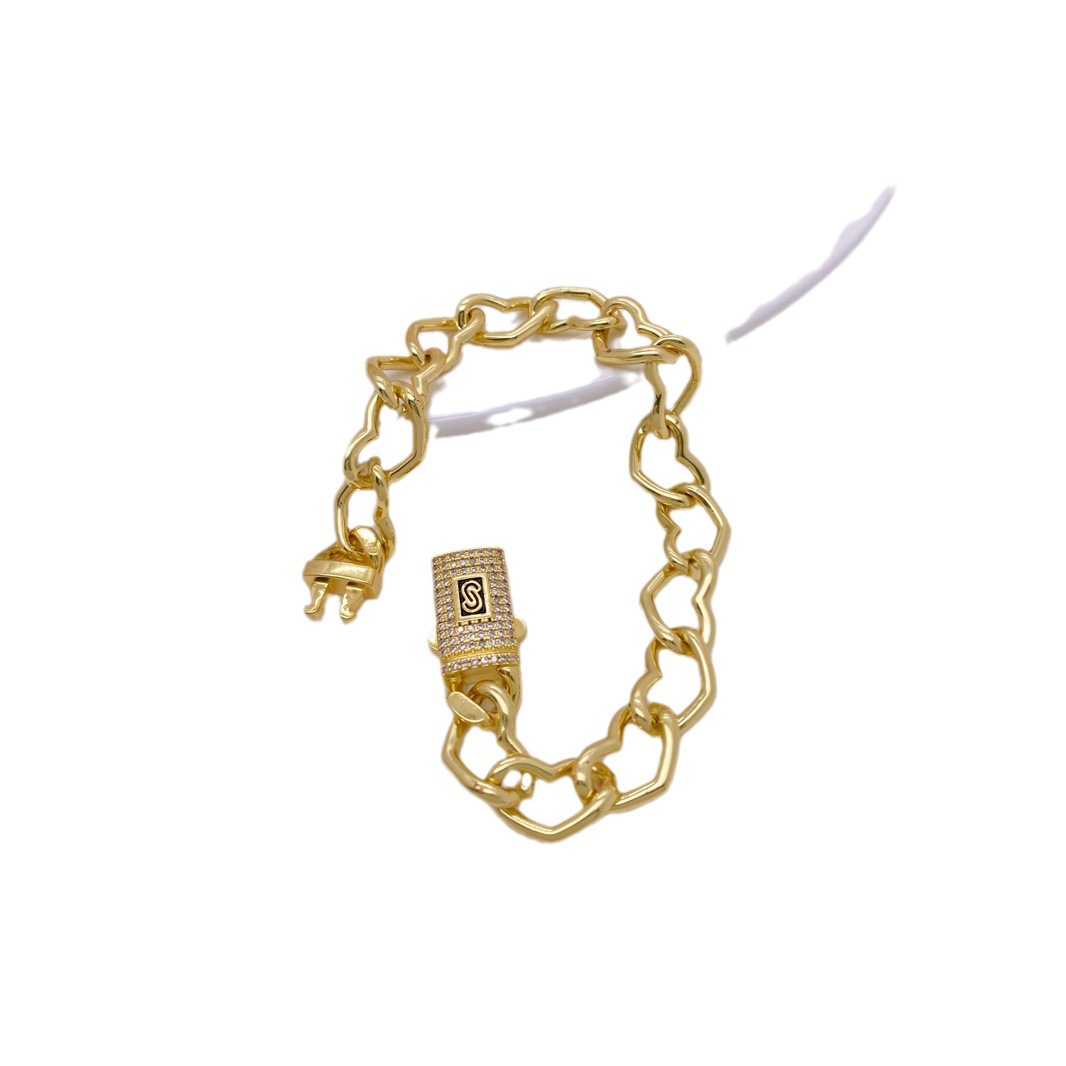 New Cuban chain men's gold copper-plated 18K gold, European and American fashionable, simple and high-end bracelet necklace accessory Item Picture