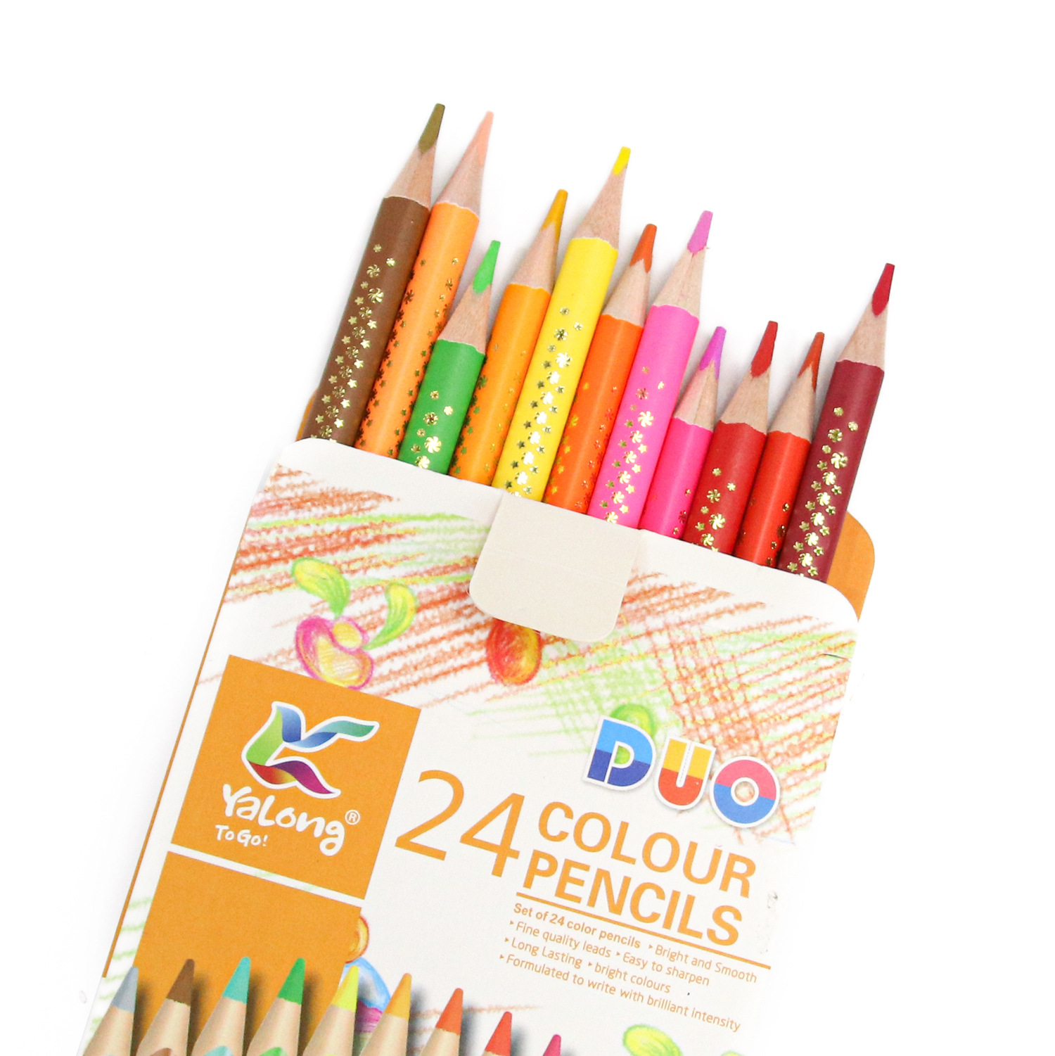 Yalong's new wholesale children's art products - 24-color double-headed colored wooden pencils for cross-border exclusive supply details Picture