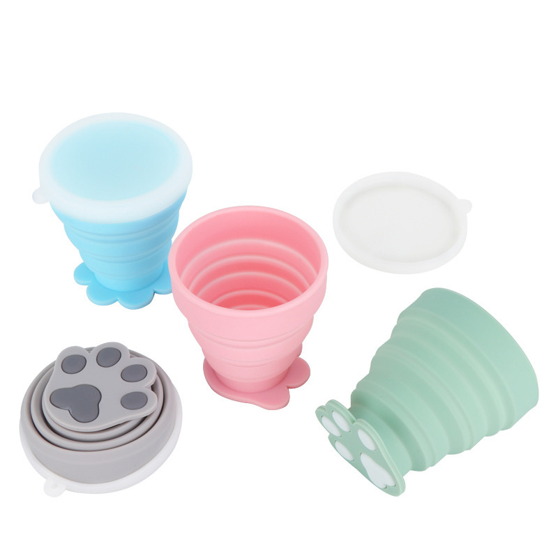 Mengzhao Silicone Folding Cup, portable outdoor travel cup with lid, 200ml full figure