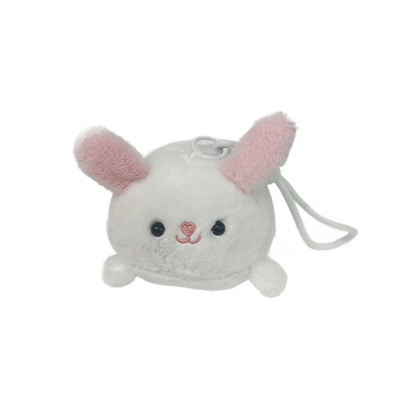 The little cat doll that wags its tail by pulling a rope is called the popular little white rabbit plush toy backpack doll at the street stall Item Picture