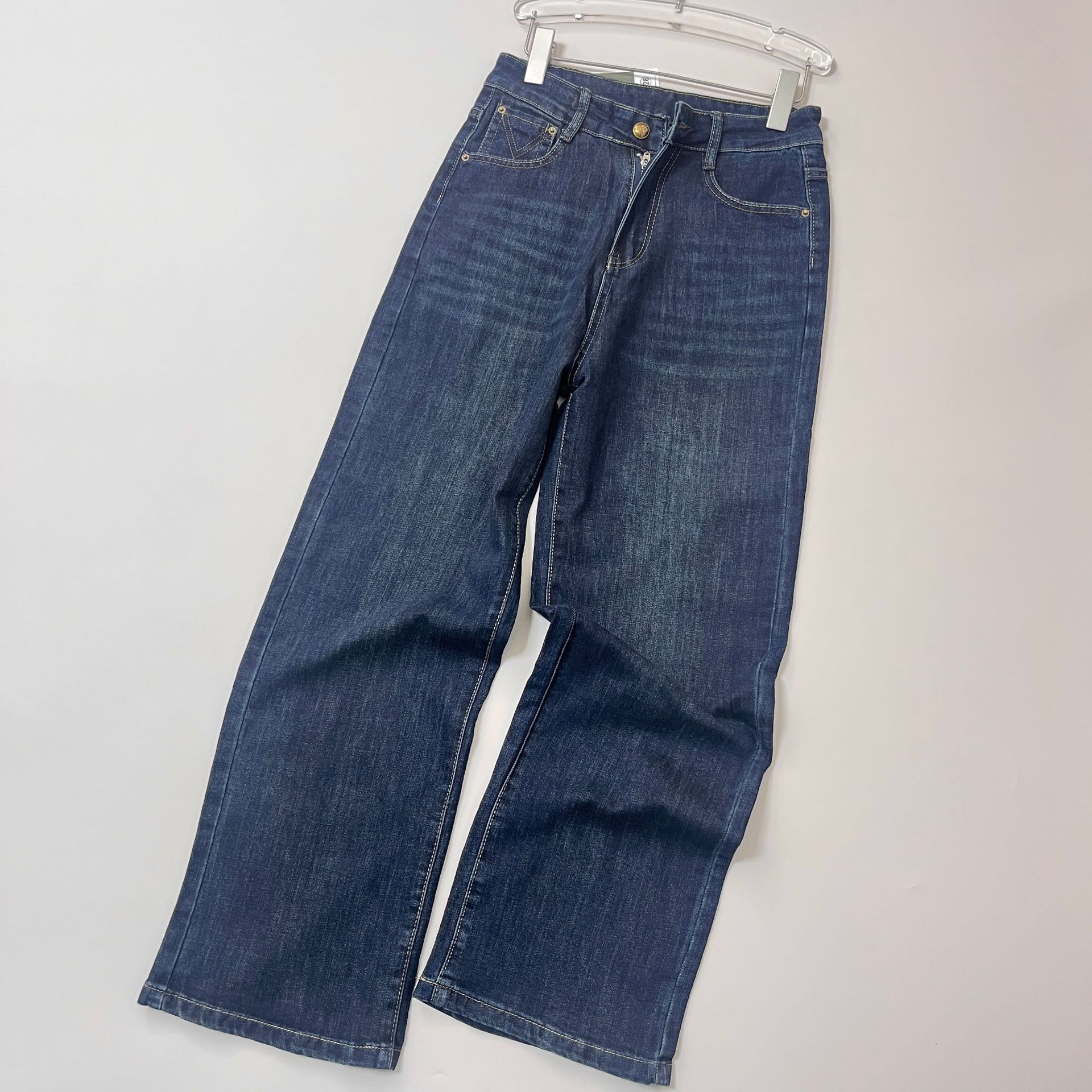 【KZ9307】 Straight-leg jeans and long pants for women under 162 cm are slightly elastic details Picture