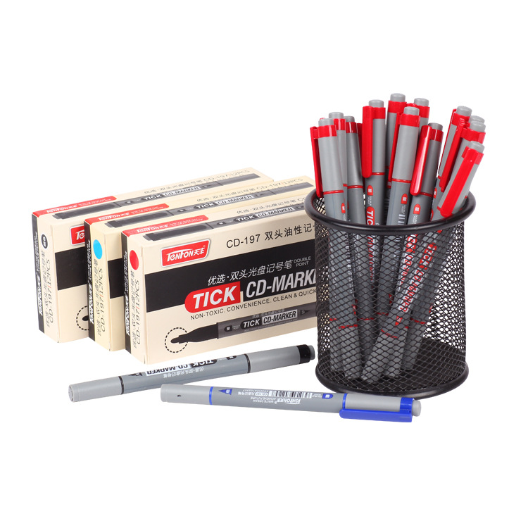 Tianfeng 197 CD marker pen wholesale, 12 pieces of red, blue and black CD pens per box details Picture