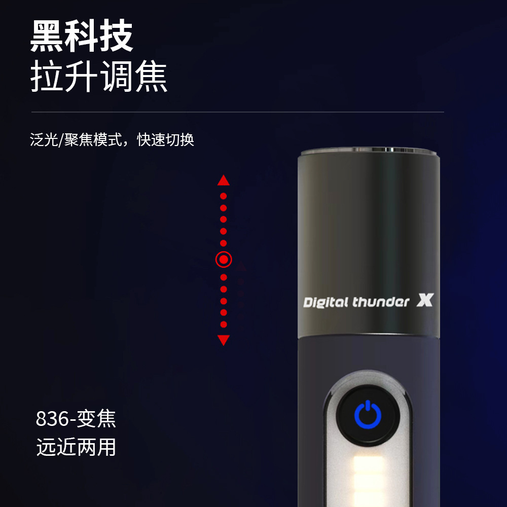 2023 Cross-border New aluminum alloy high-power P50 telescopic Zoom Strong flashlight USB charging Outdoor Camping lamp Specification image