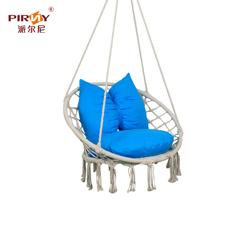 Wholesale of InS-style outdoor hammocks, Nordic simple tassel hanging chairs, indoor bow large pillow hanging baskets and hammocks Item Picture