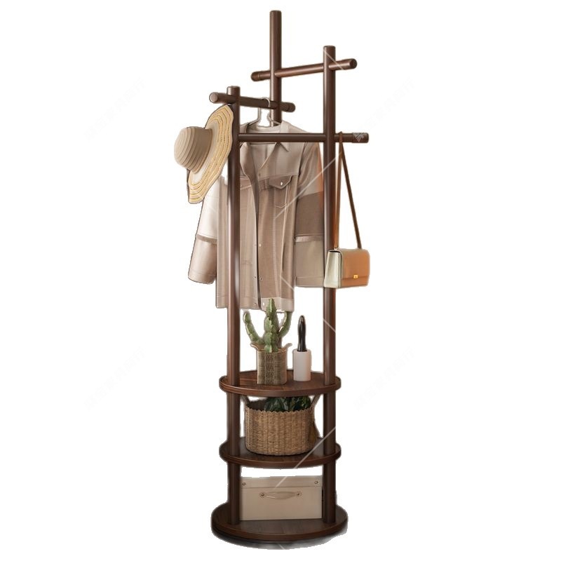 实木旋转衣帽架落地衣架卧室家用置物架立式衣服架子客厅挂衣架子白底实物图
