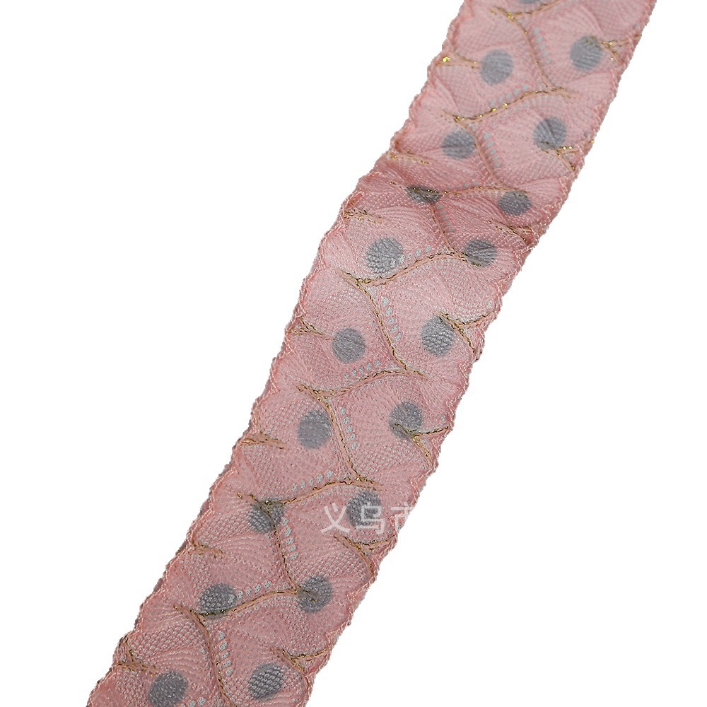 韩系金丝波点刺绣提花织带DIY蝴蝶结发饰服装配饰装饰花边辅料白底实物图