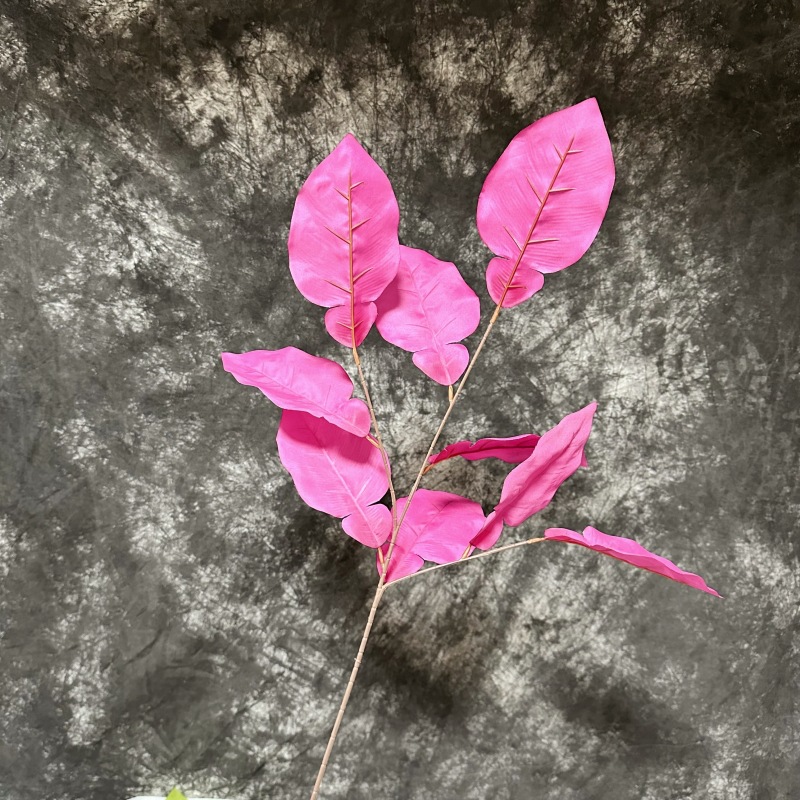 仿真3叉柚子叶婚礼家居装饰布置彩色马蹄叶子道具假花摆件批发细节图