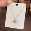 A light luxury, fashionable and high-end zircon fan-shaped pendant necklace with a unique and niche design, exquisite and versatile collarbone chain accessory details Picture