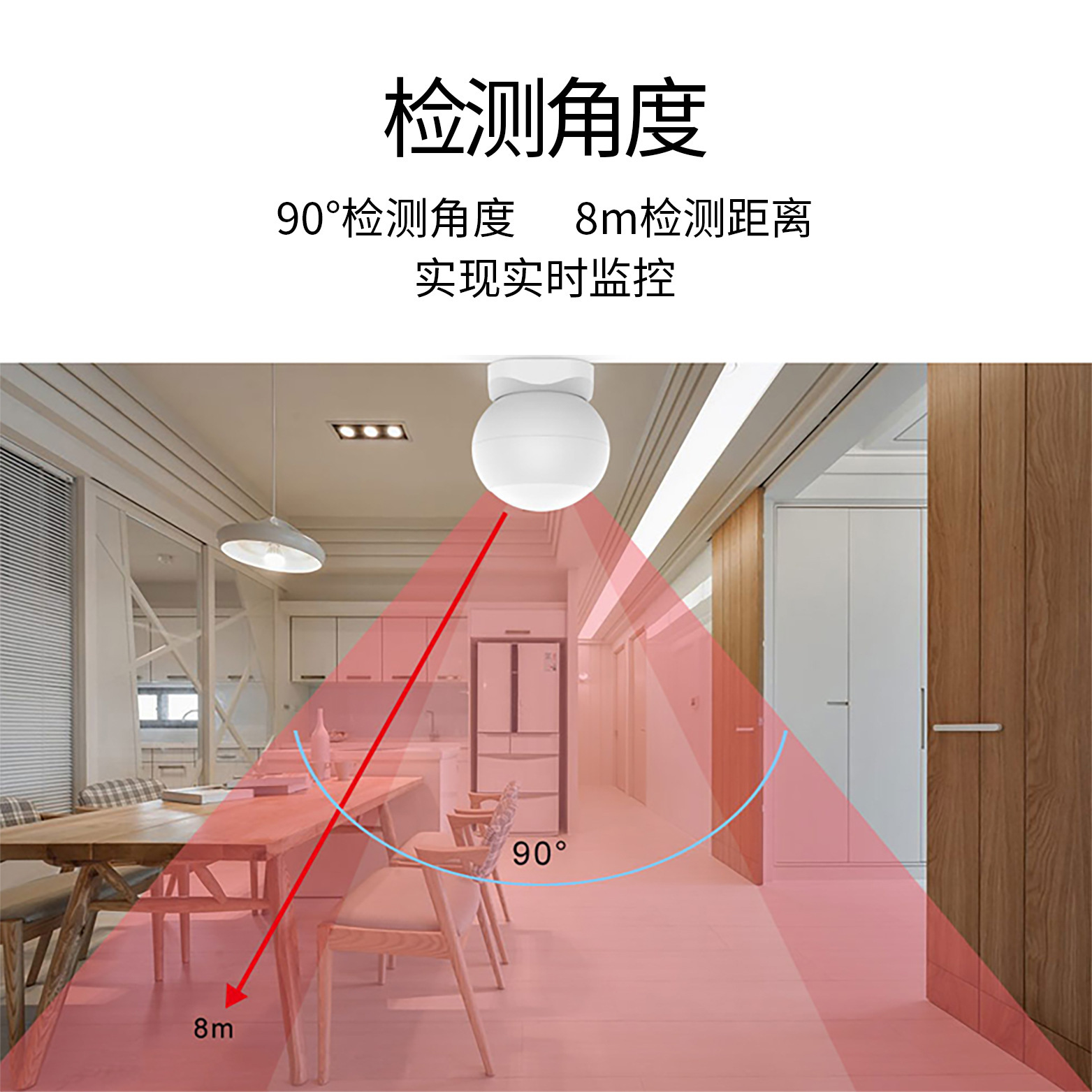 PIR人体运动传感器白色球形传感器设备产品图