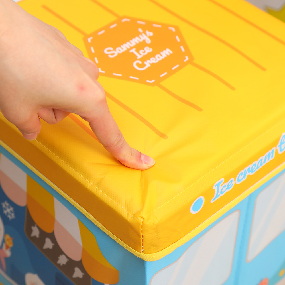 Wholesale of seated cartoon car storage boxes, multi-functional large-capacity storage boxes, folding storage stools Specification image