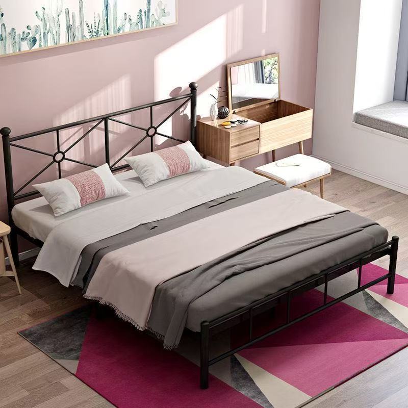 Star Factory wholesals InS-style high and low headboard simple single-layer iron frame beds for rental houses, single beds, double beds, dormitories and apartments, and iron beds Specification image