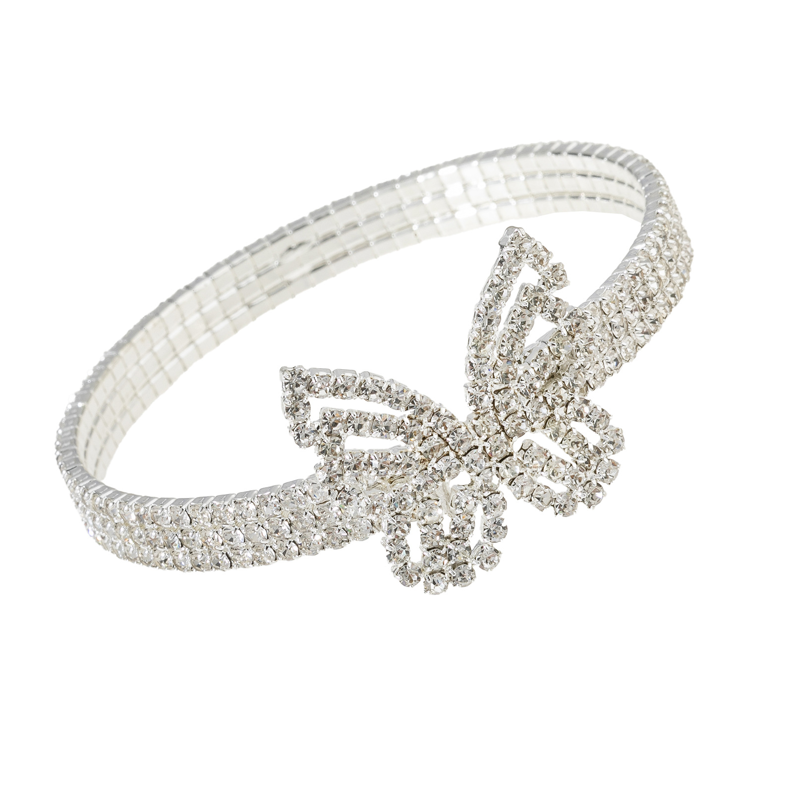 Cross-border fashion bracelet, creative and trendy claw chain, butterfly water diamond bracelet, steel wire elastic open bracelet, women's wedding party all-purpose bracelet Application Scenario