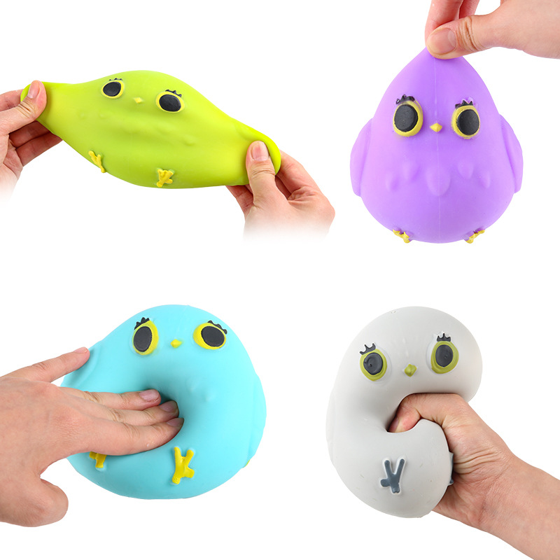 Hiku Round Eye Cat Head Eagle Squeeze Fun Stress-Relieving Toys, stress-relieving squeeze Toys, Soft Silicone rubber children's dolls Application Scenario