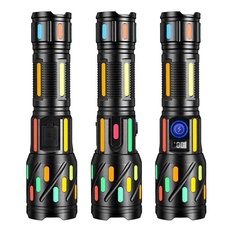 Aluminum alloy flashlight, fluorescent handheld, lightweight, strong light, long-lasting, multi-functional direct charging outdoor flashlight Item Picture