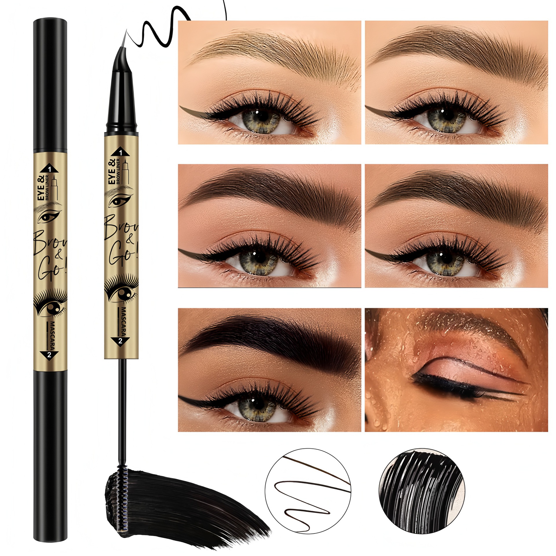 【 Cross-border Exclusive 】QICIY Eyeliner Mascara Eyebrow Pencil, one multi-color option, 5 colors available, waterproof and sweat-proof eyeliner