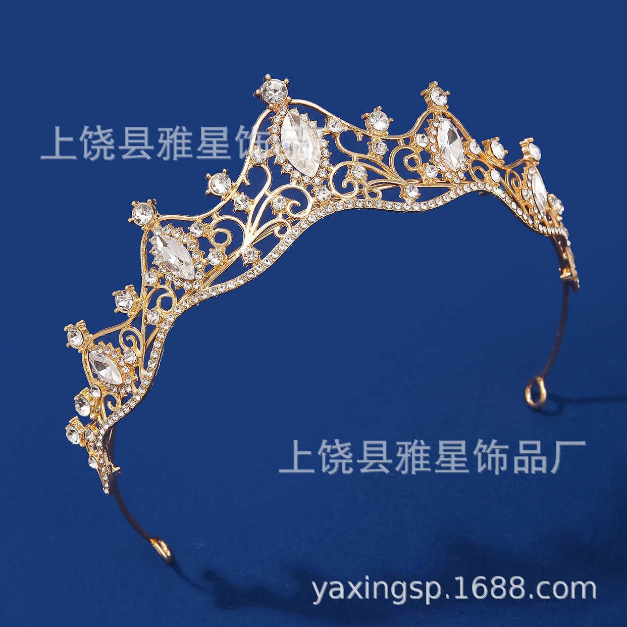 新款钻石银金色公主头饰大气婚纱礼服超闪水晶奢华女神新娘婚礼皇细节图