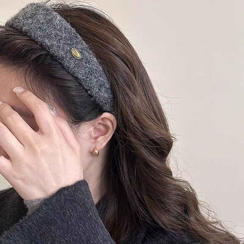 The 2025 new autumn and winter gold label wide-edge hair band for women, high head for washing and pressing hair, fashionable and stylish hair clip and hair accessory details Picture