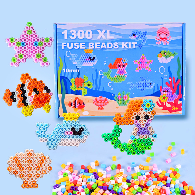 New 10mm Jigsaw bean hot melt bead DIY ocean-themed set toy 1300 pieces 1cm Jigsaw Bean XL hot beans Specification image