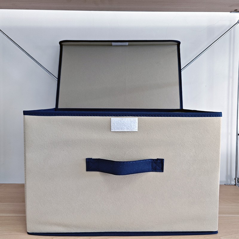 ✅居家布艺拼色收纳箱可折叠衣物收纳整理箱多用无纺布防尘带盖细节图