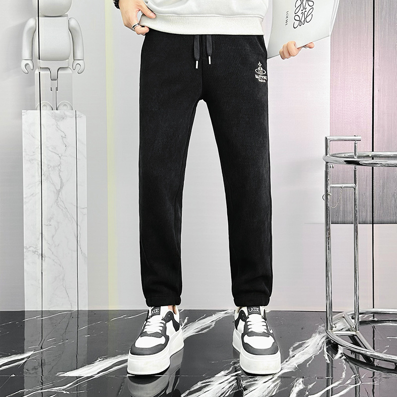 Men's oversized casual pants with fleece, long pants for autumn and winter, thickened European cotton fleece sports sweatpants that make you look slimmer. High waist makes you look slimmer details Picture