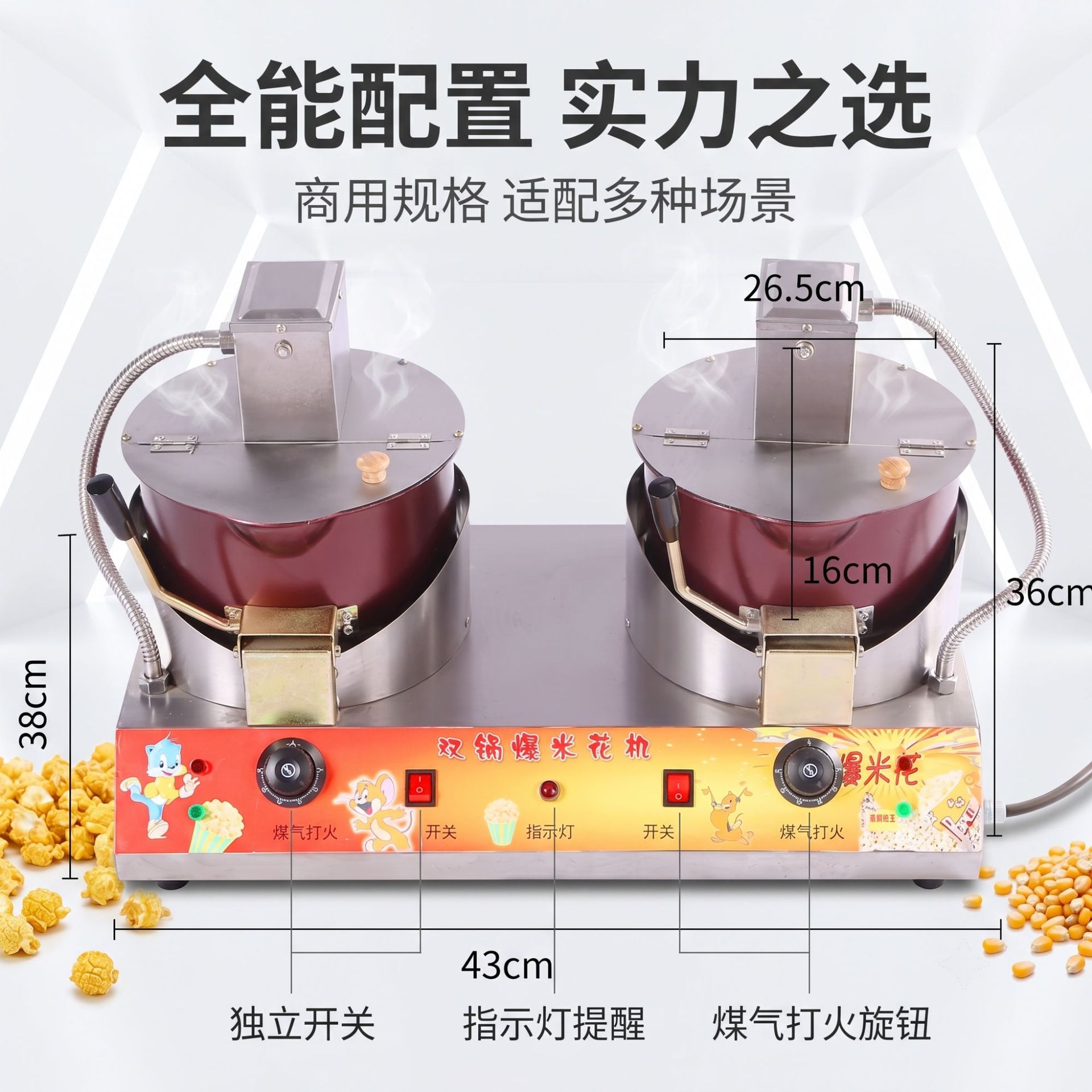 商用双锅爆米花机燃气电动两用摆摊球形蝶形爆谷机源头工厂 Application Scenario