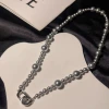 French romance is so abundant. The grey pearl necklaces come in various sizes and are versatile, elegant, trendy and fashionable in the workplace. The collarbone chain details Picture