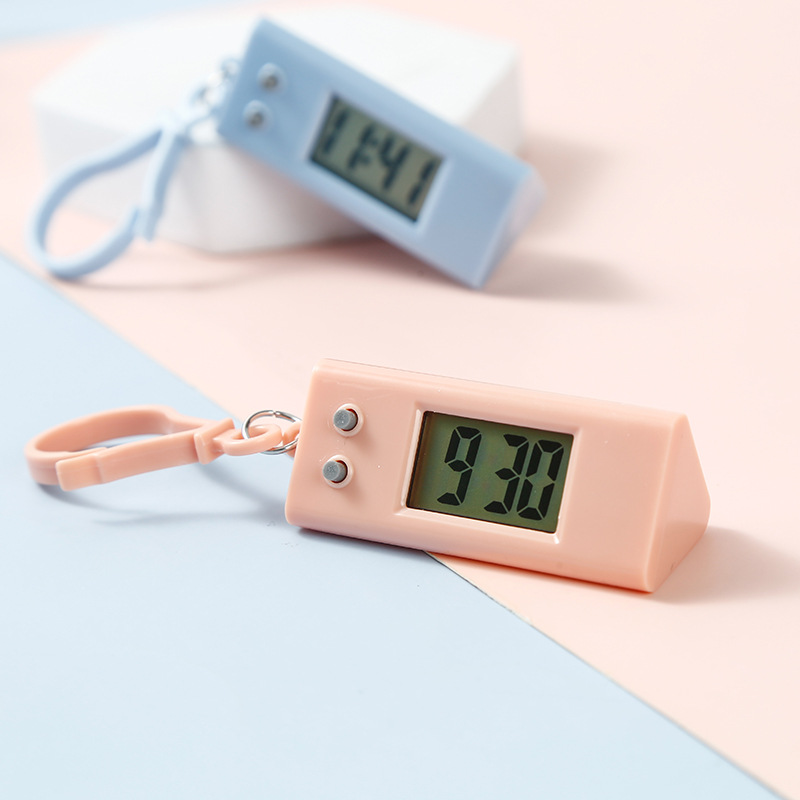 Simple mini timetable, electronic watch for student exams, desktop hour clock, portable key, small hanging watch, triangle Specification image