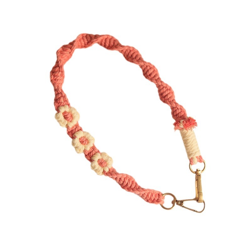 ins hand-woven flower-colored keychain pendant, bag replacement, cotton rope, mobile phone lanyard, chain for women Item Picture