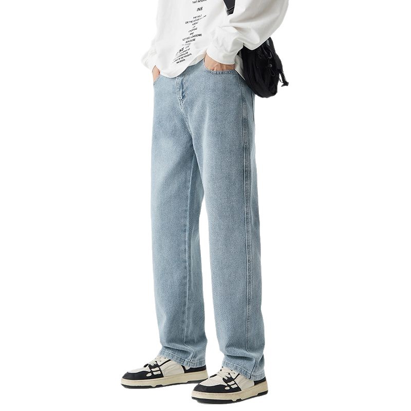 至芃知禧牛仔裤男/牛仔裤/牛仔裤男/牛仔裤男士宽松休闲/裤子冬白底实物图