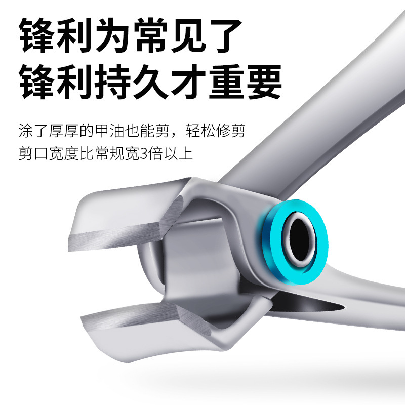 Large-opening nail clippers, powder die-cast nail clippers, specially designed for cutting thick and hard toenails, large-sized adult stainless steel nail clippers Specification image