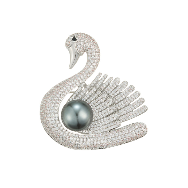Light luxury and high-end brooch, copper alloy, real gold electroplated, freshwater pearl, elegant clothing pin Item Picture