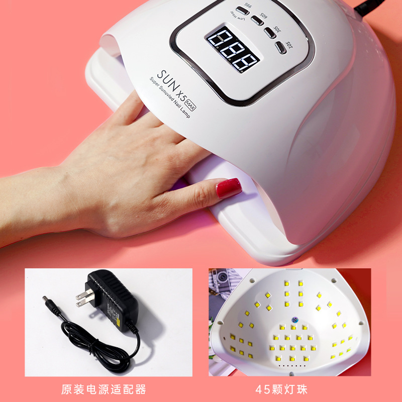 shanilak factory direct sale SUNX5MAX 150W nail art phototherapy machine, no blackening hands, 45 LED quick-drying, intelligent sensing Specification image