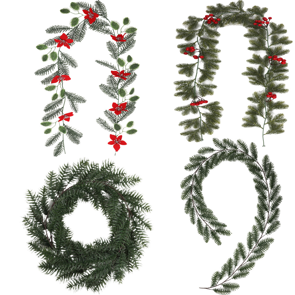 跨境热销仿真藤条圣诞节家居户外装饰挂饰摆件壁挂 假花绿植批发