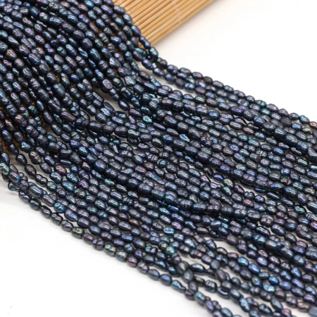 Natural freshwater pearl rice beads, black string beads, DIY jewelry accessories, handcrafted jewelry, semi-finished products, wholesale Natural freshwater pearl rice beads, black string beads, DIY jewelry accessories, handcrafted jewelry, semi-finished products, wholesale