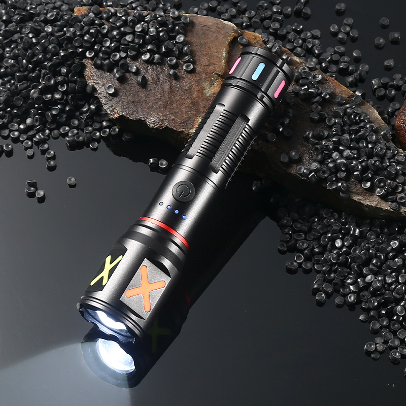 A cross-border best-selling Pailide high-intensity flashlight with a fluorescent strip, telescopic zoom, and an aluminum alloy long-range white laser flashlight details Picture