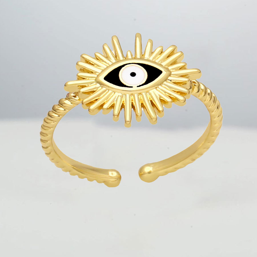 European and American fashionable colored oil-dripping zircon ring, simple and cute, fashionable eye opening ring, women's ring Specification drawing