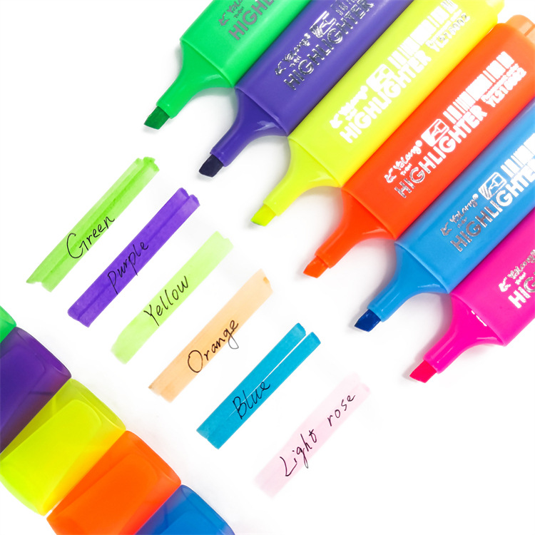 Highlighter pen set, multi-color high-gloss pens, 12-color student office supplies details Picture