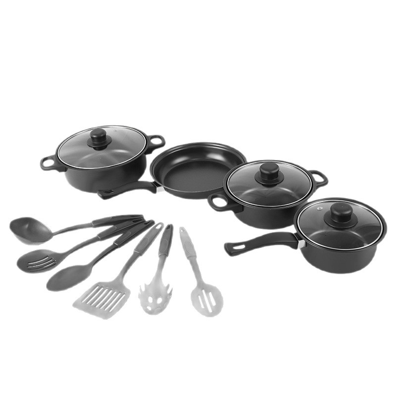 Cross-border direct supply of 13-piece cookware gift sets, including wok, frying pan, small frying pan, soup pot and spatula sets for wholesale Item Picture