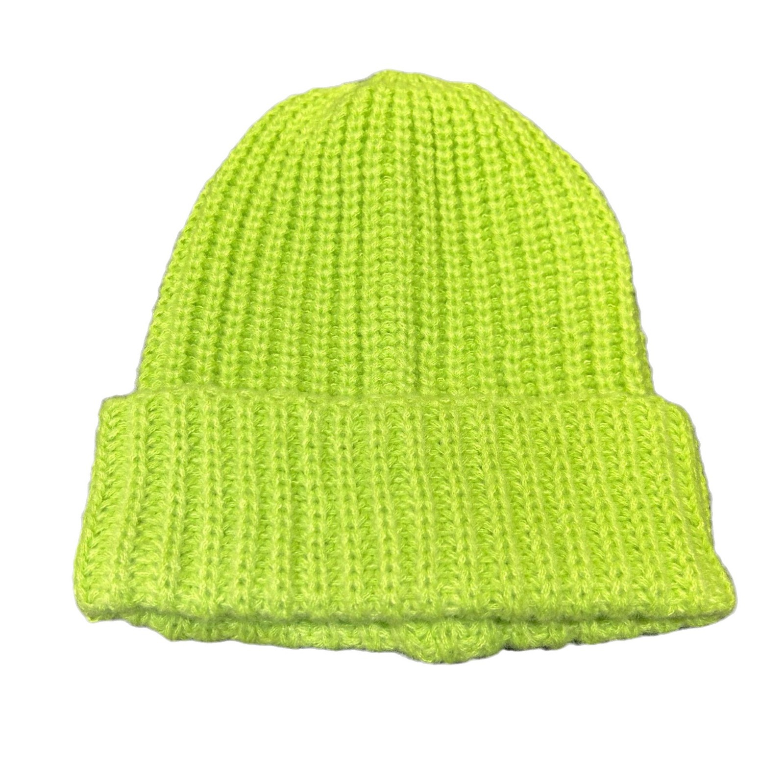 This grass green trendy brand's versatile pile hat with a large head cap that makes the face look smaller, a thick woolen knitted hat, is warm for couples in autumn and winter Item Picture
