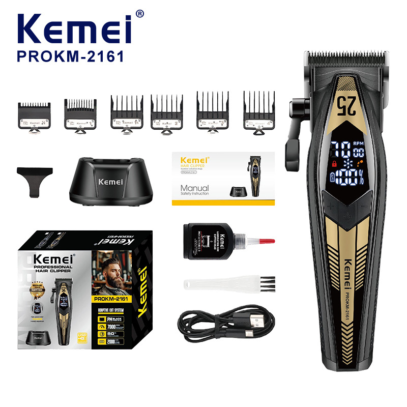 Kome profesional cortador de pelo eléctrico crossover PROKM-2161 barbero de peluquería empujador eléctrico pantalla digital cortador de pelo ultra silencioso