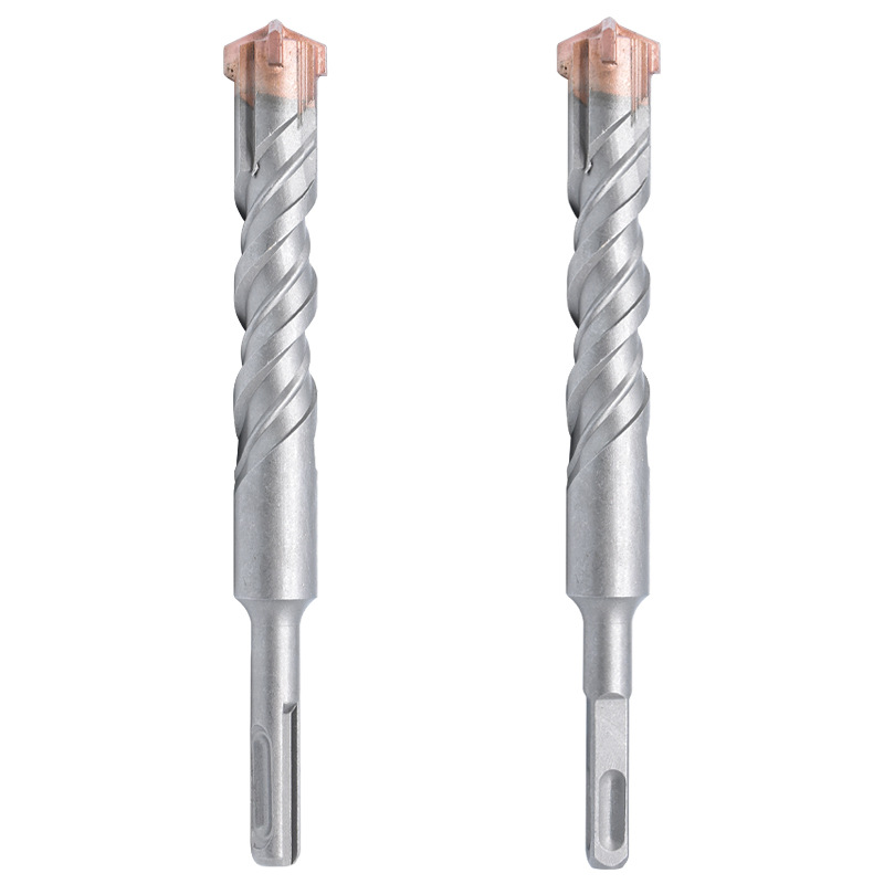 Tungsten steel cross electric hammer drill bit, tungsten steel alloy impact drill, concrete reinforcement wall penetrating square handle round handle four-edge drill bit Item Picture