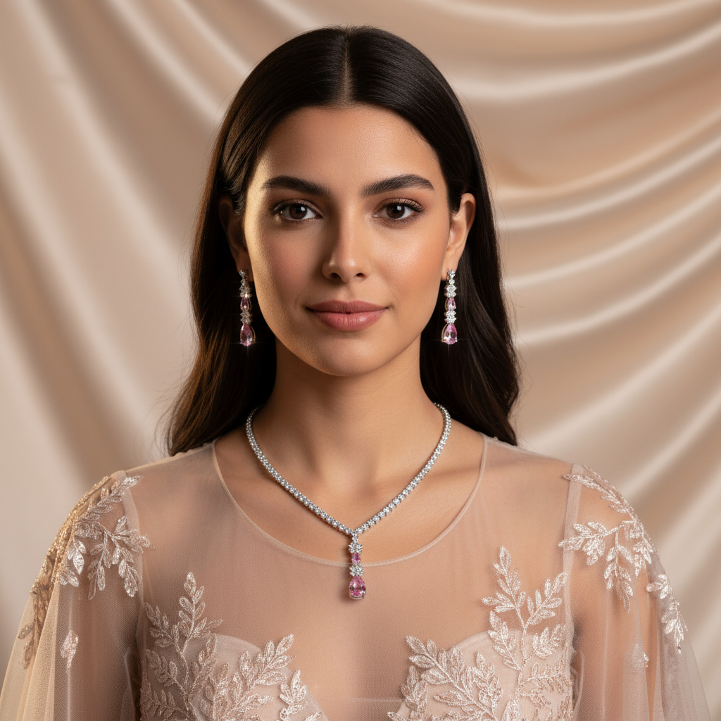 Collar de gota de agua de moda simple transfronterizo conjunto de pendientes cadena de garra geométrica de lujo ligero conjunto de collar de circonitas incrustado al por mayor LYTJ30431 gutisa banquet vestido accesorios joyería joyería al por mayor