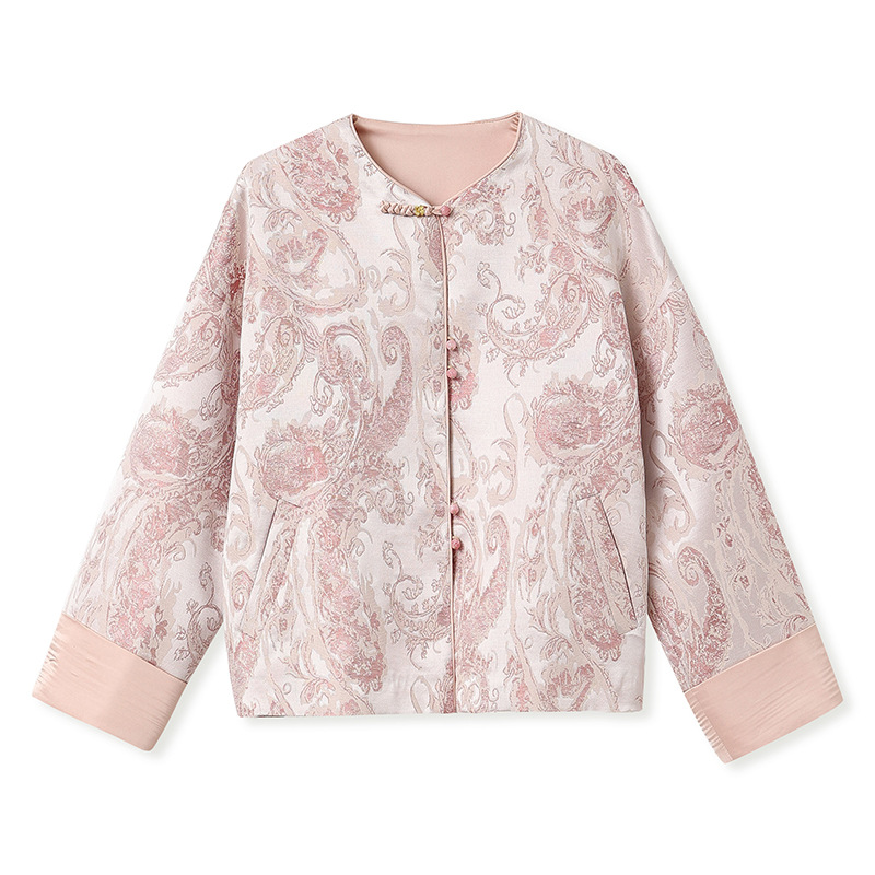 New Chinese-style coat for women 2025 Autumn/Winter New Style texture jacquard high-end button-up Chinese-style cotton-padded jacket N9025 Item Picture