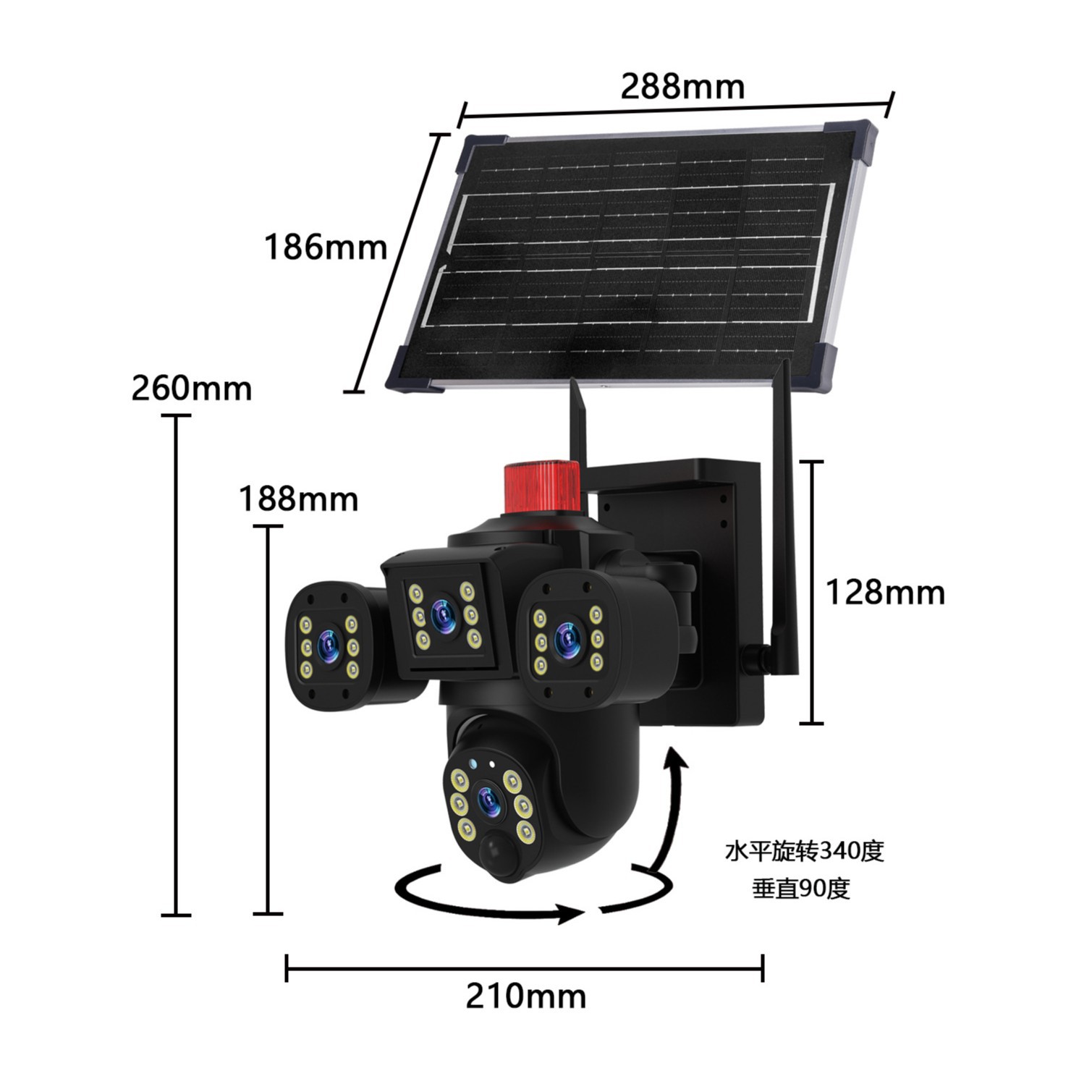 foozac three-screen solar monitor night vision high-definition outdoor orchard camera without electricity or network details Picture