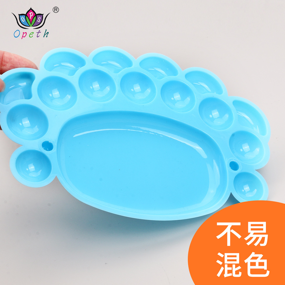 Wholesale of cross-border plastic plum blossom color palettes, 4-hole, 7-hole and 10-hole round color palettes and foot color palettes Specification image