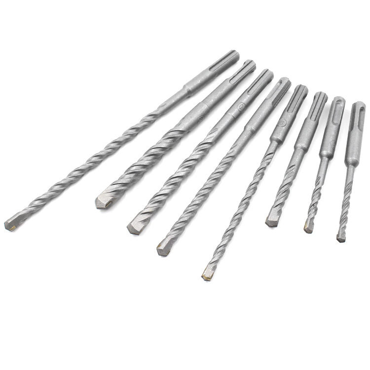Round handle electric hammer drill bit set, two-pit and two-groove alloy drill bit, wall concrete SDSPLUS impact drill bit 8PC details Picture